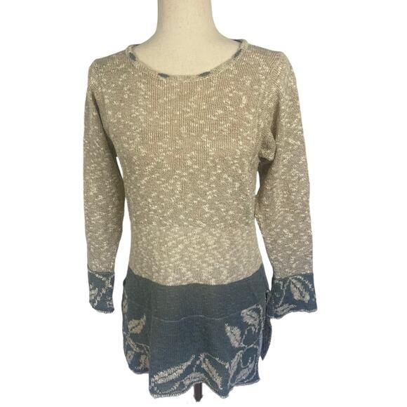Bill Baber Handmade Scotland Women's Tunic Style Sweater Cream Blue Medium - Picture 3 of 10